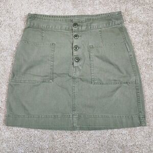GAP Khaki‎ Green Utility A-Line Skirt Women's Size 6 Button Front Pockets Cotton